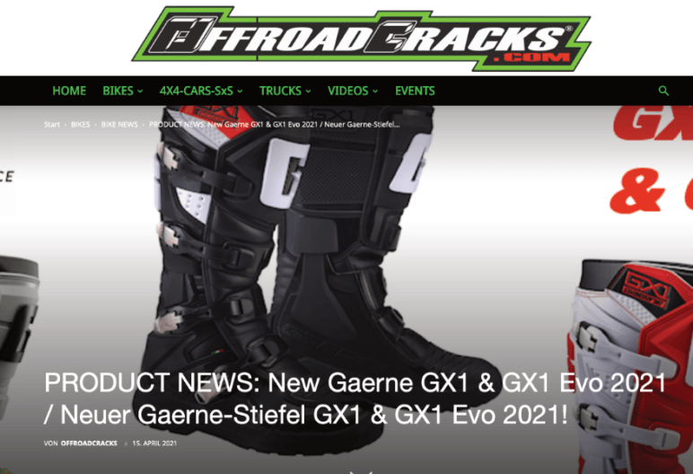 Offroad-Cracks-Publizierung GAERNE GX 1 / GX1 Evo Motorcross - Enduro - Stiefel